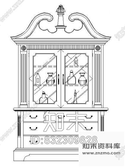 图块/节点欧式酒柜Ⅱcad施工图下载【ID:832309828】