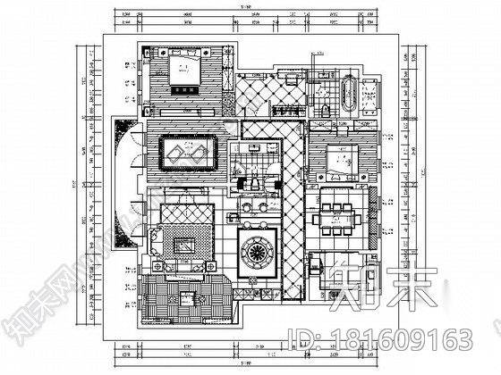 某高档奢华欧式五室两厅装修图cad施工图下载【ID:181609163】