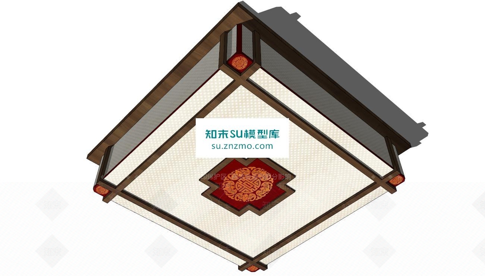 方吸顶灯SU模型下载【ID:168433181】