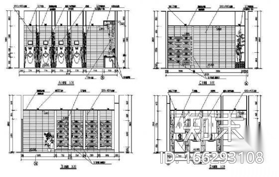 男卫生间立面图(含效果图)cad施工图下载【ID:166293108】