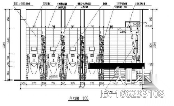 男卫生间立面图(含效果图)cad施工图下载【ID:166293108】