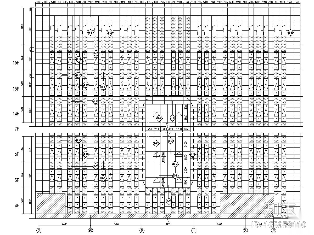 [江苏]大型服务中心幕墙结构施工图（石材、铝板、玻璃幕...cad施工图下载【ID:165959110】