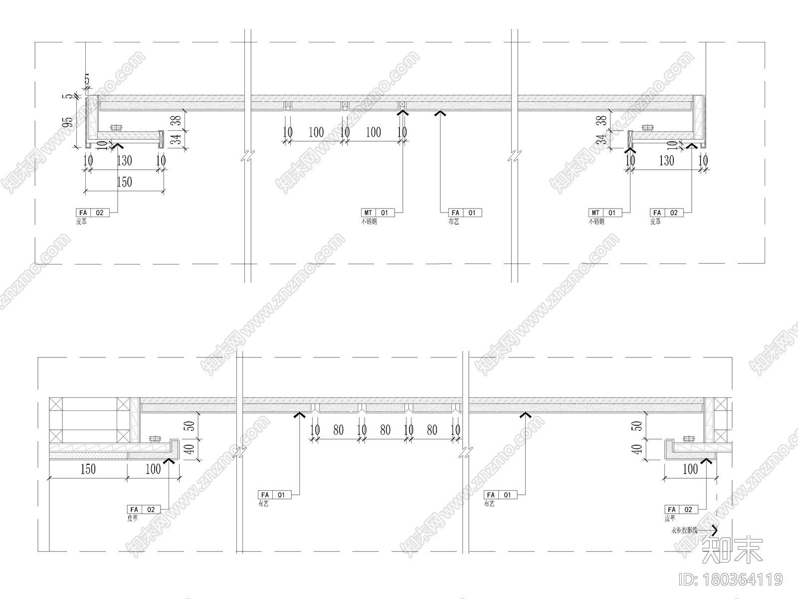 [江苏]102㎡二居室家装样板间装修施工图cad施工图下载【ID:180364119】