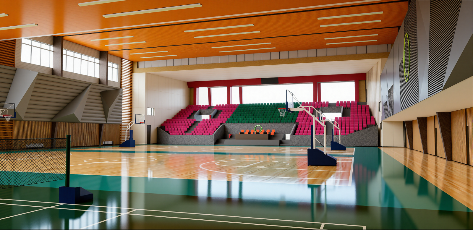 现代篮球场SU模型下载【ID:1215206763】