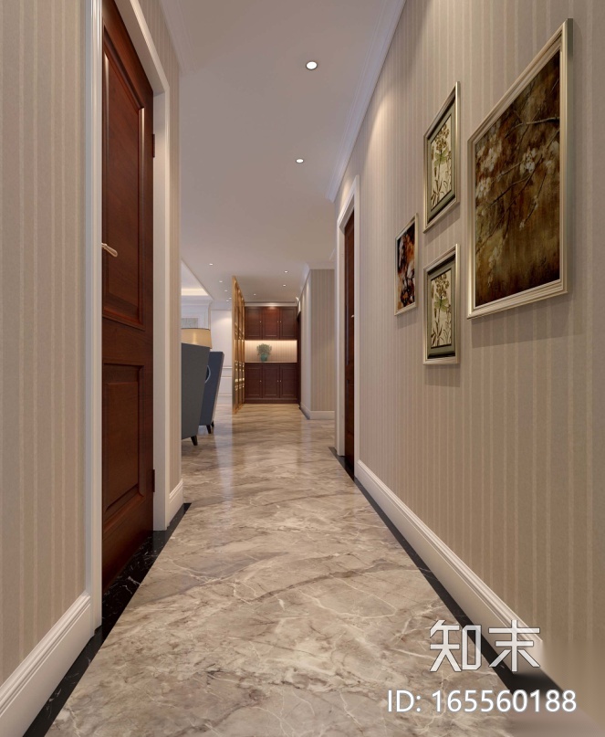 [无锡]欧式四室二厅三卫住宅室内设计施工图（含效果图）cad施工图下载【ID:165560188】