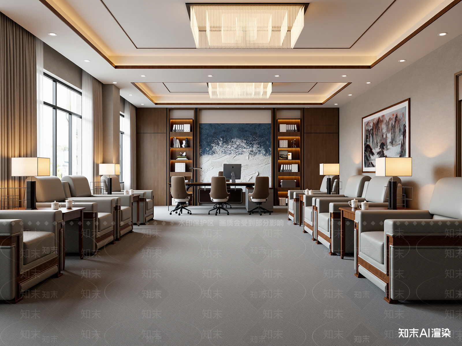 现代接待室3D模型下载【ID:1214302600】