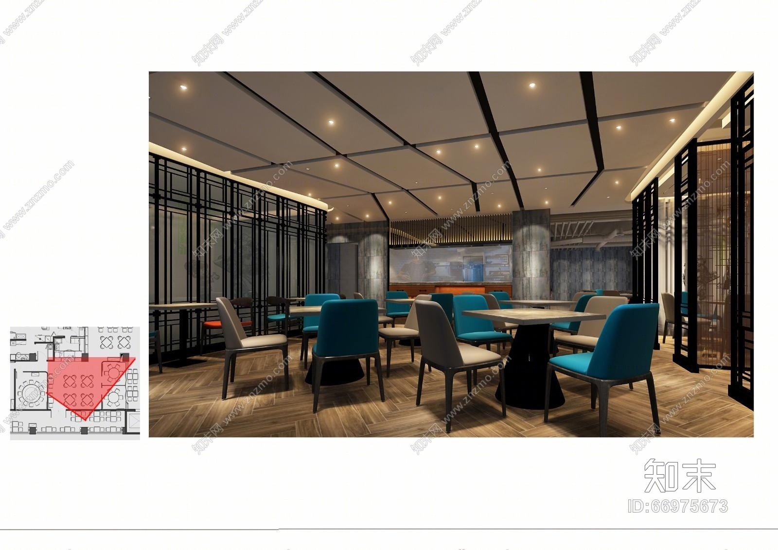 香港靓点餐饮茶餐厅全套CAD施工图+6张效果图+清单预算cad施工图下载【ID:66975673】