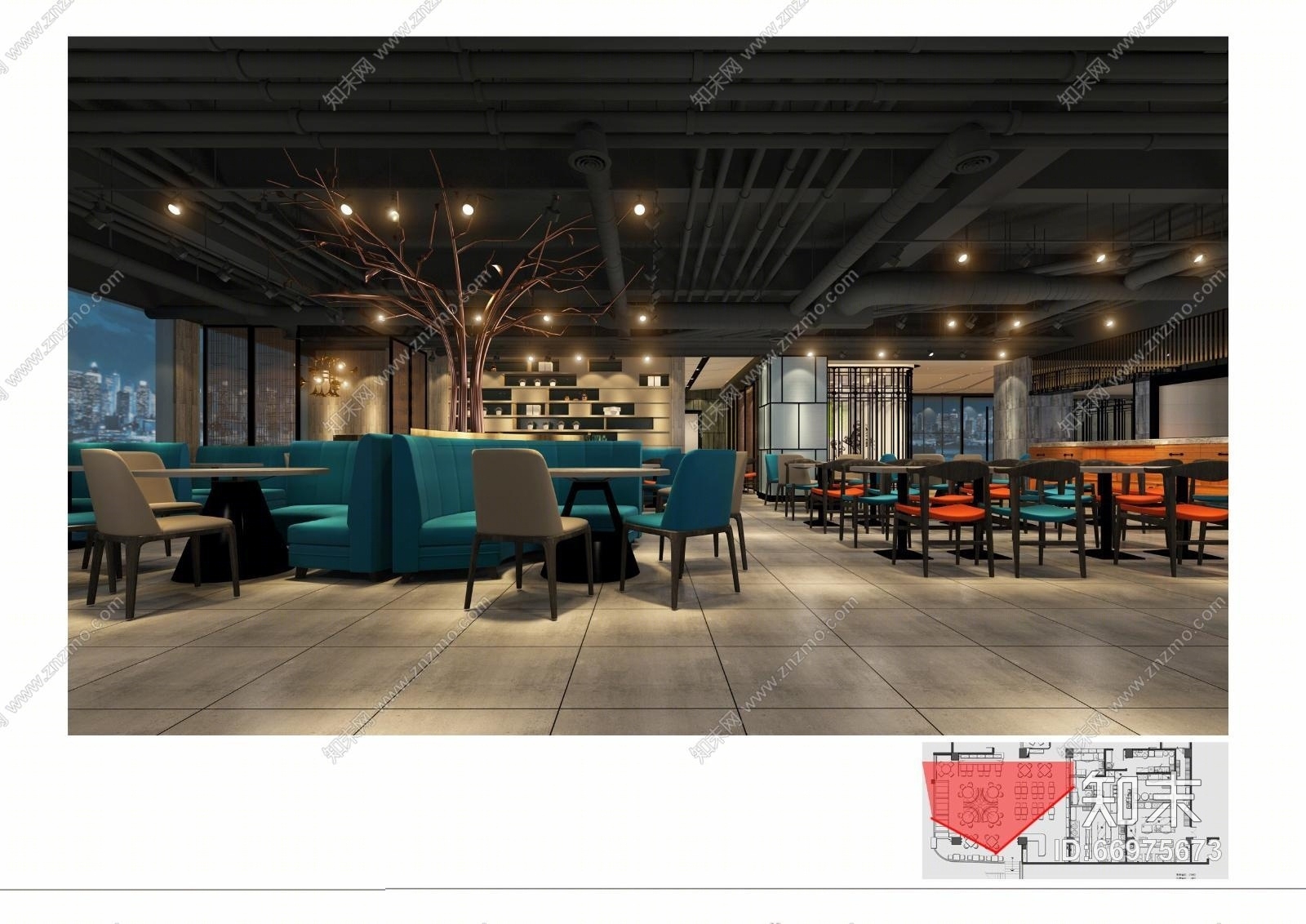 香港靓点餐饮茶餐厅全套CAD施工图+6张效果图+清单预算cad施工图下载【ID:66975673】