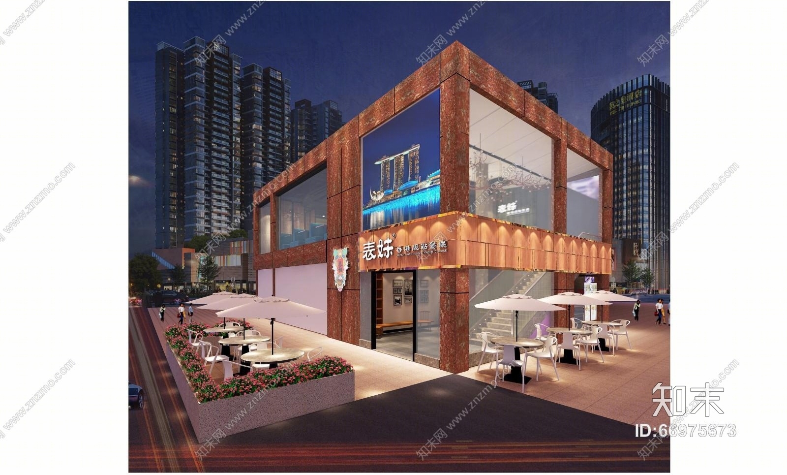香港靓点餐饮茶餐厅全套CAD施工图+6张效果图+清单预算cad施工图下载【ID:66975673】