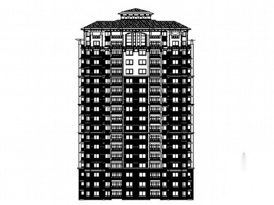 [威海]某十七层塔式住宅建筑施工图（带阁楼）cad施工图下载【ID:165392138】