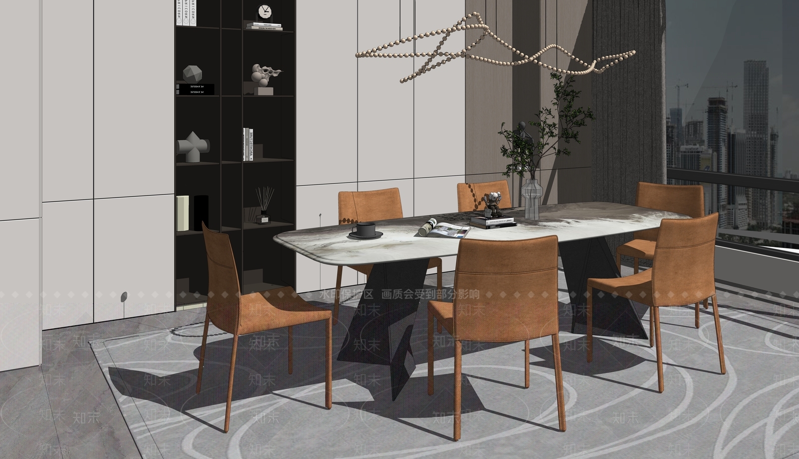 现代家居餐厅SU模型下载【ID:193985129】