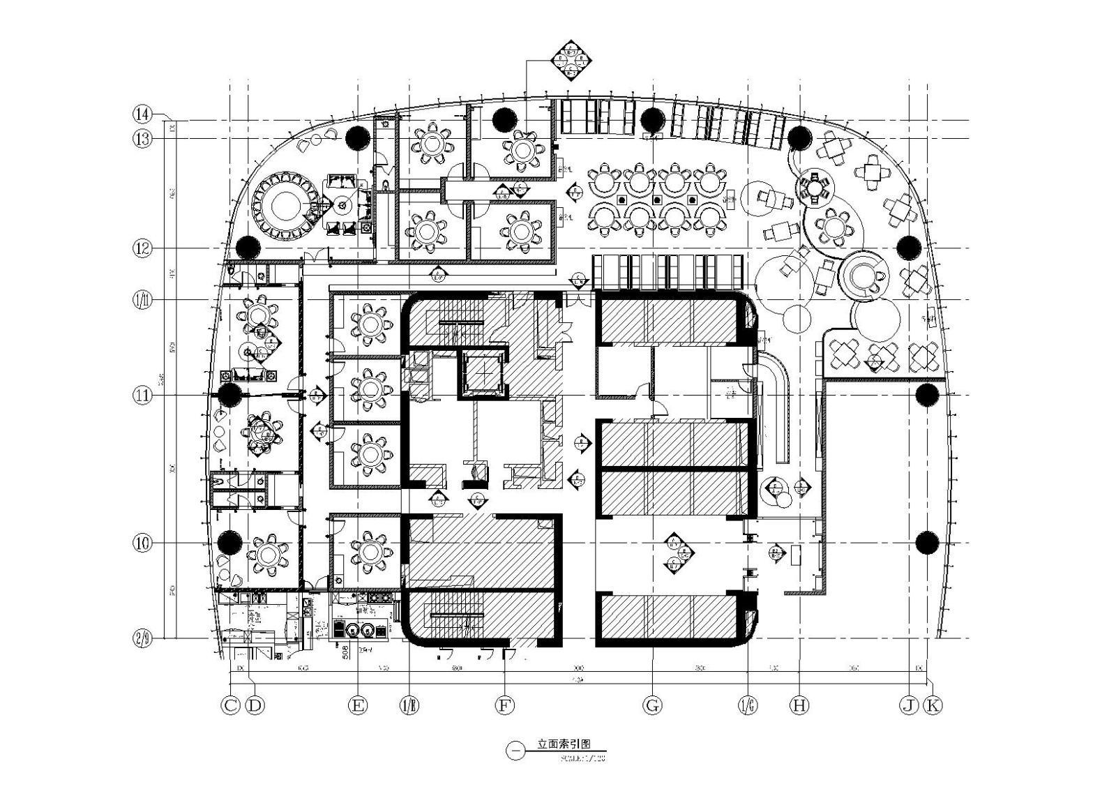 五月最新大型餐饮空间设计施工图cad施工图下载【ID:160712153】