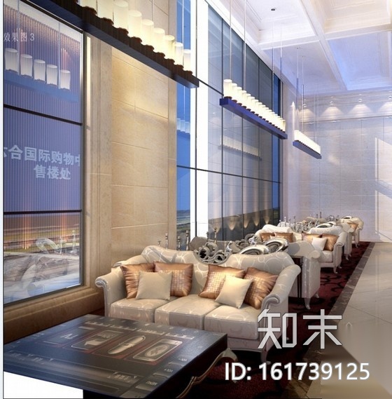 某国际购物中心售楼处室内装修图（含效果和实景）cad施工图下载【ID:161739125】