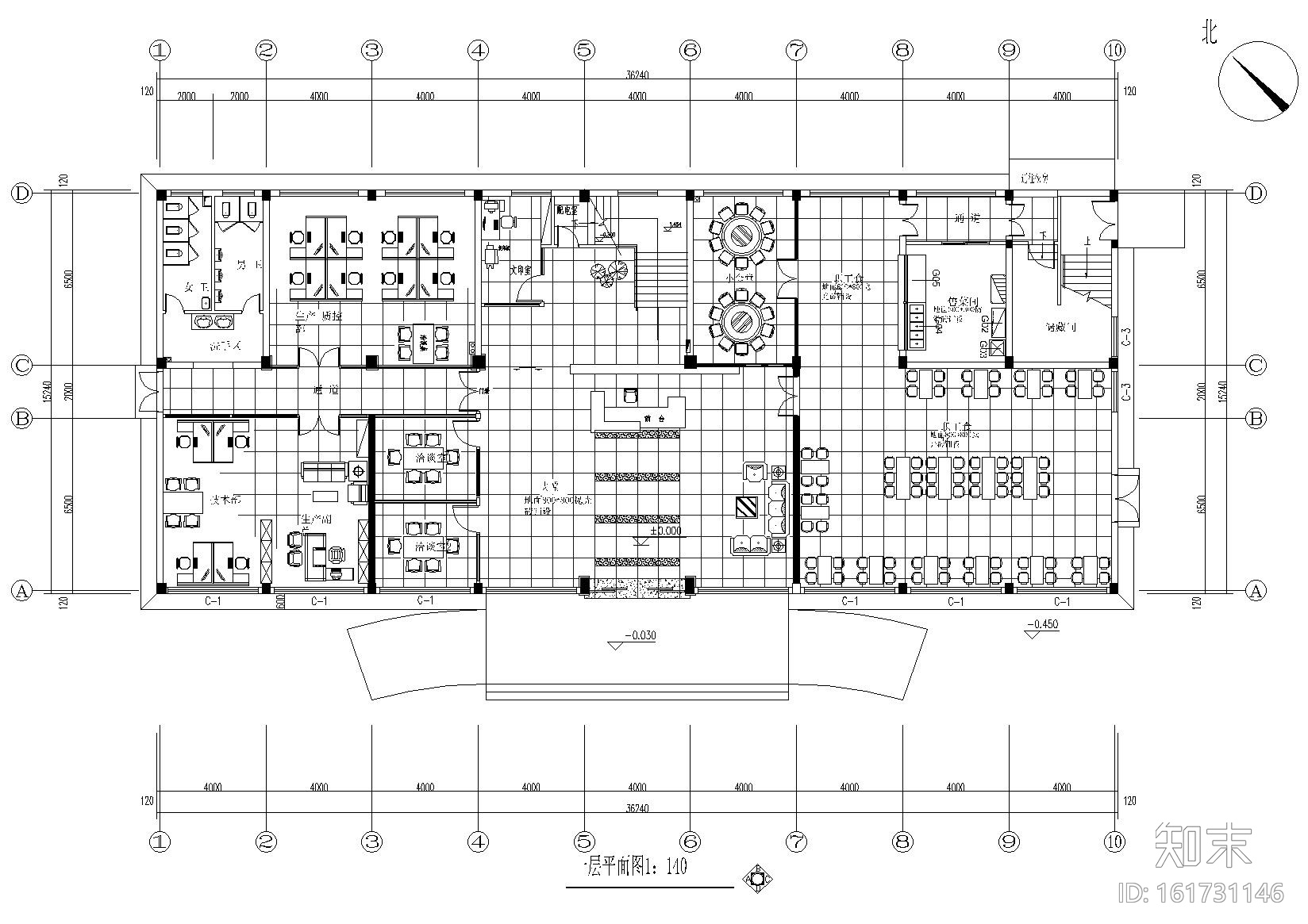 [浙江]力洋鸣数控办公楼室内装饰工程施工图cad施工图下载【ID:161731146】