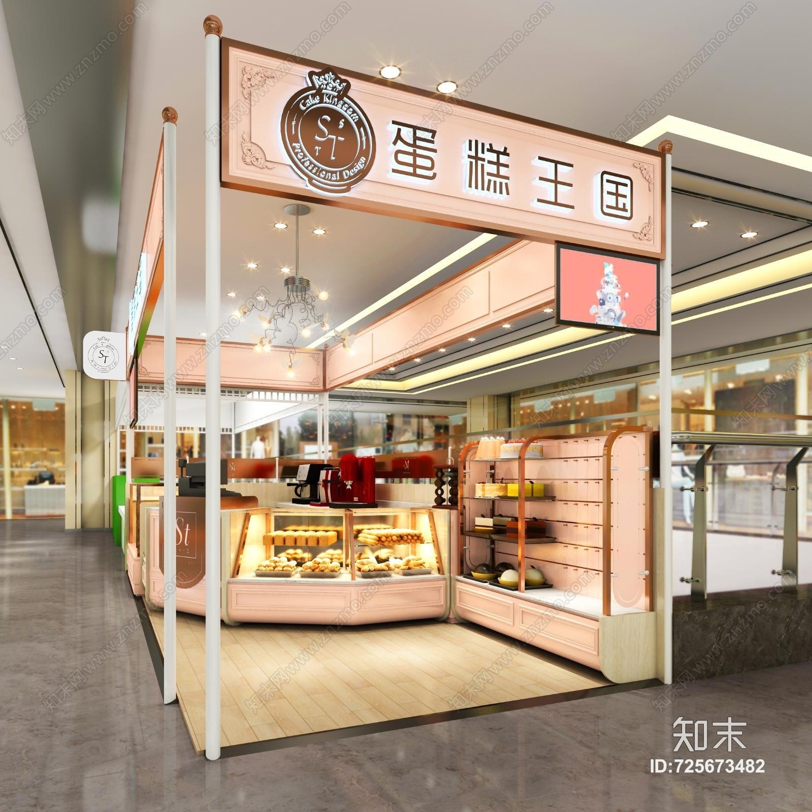 现代蛋糕店糕点甜品3D模型下载【ID:725673482】