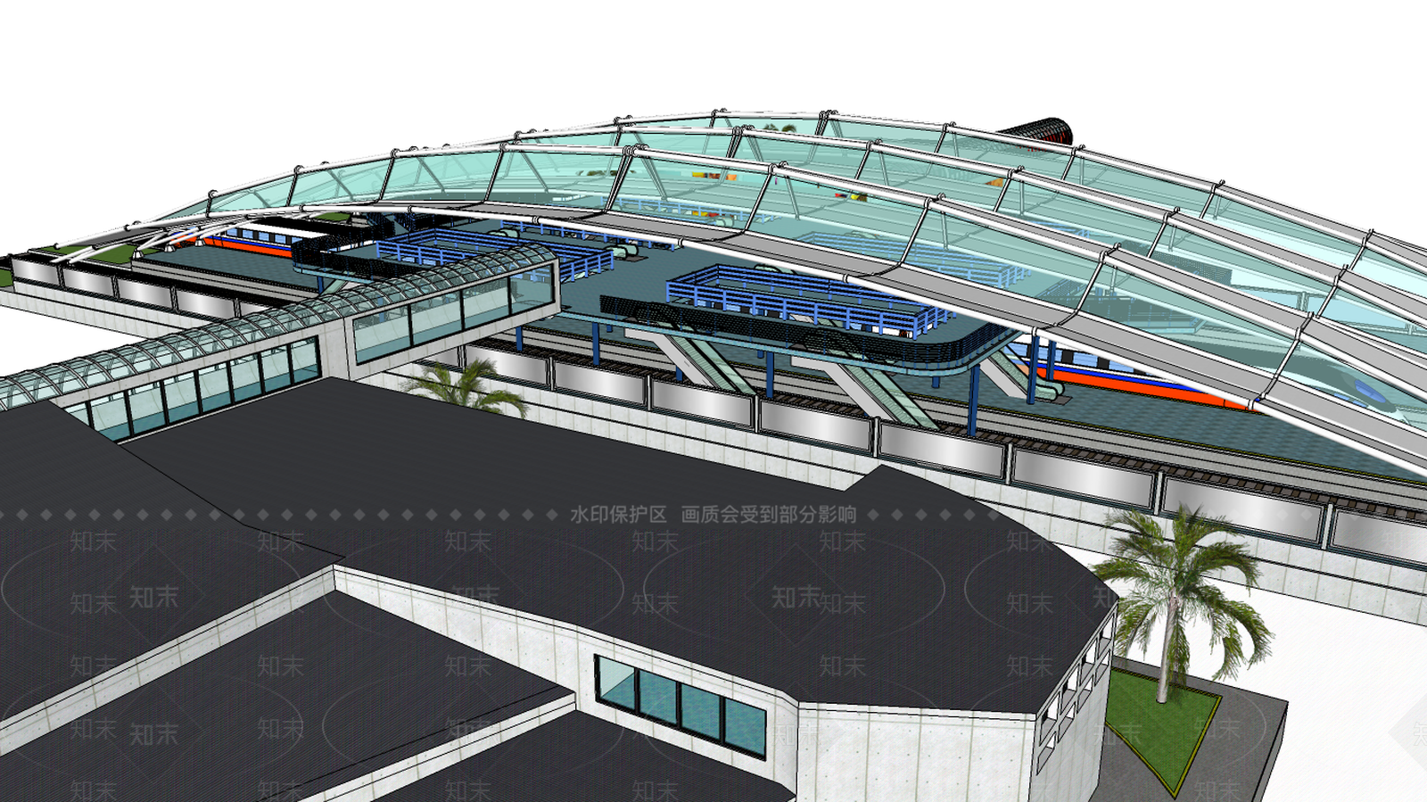 地铁站体结构SU模型下载【ID:333627623】