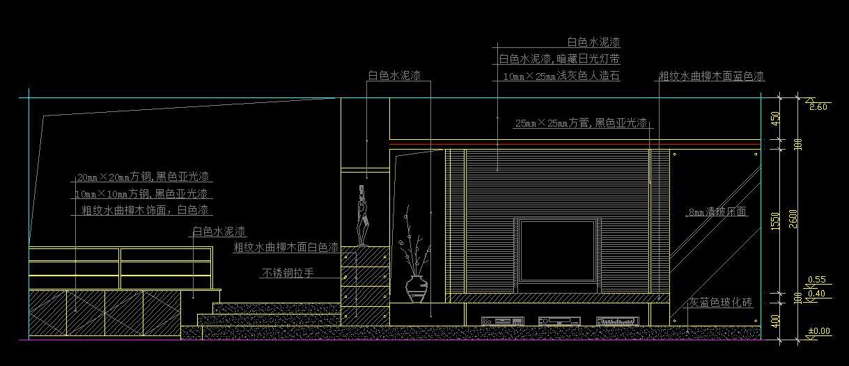 客厅电视背景造型墙施工图下载【ID:128598233】