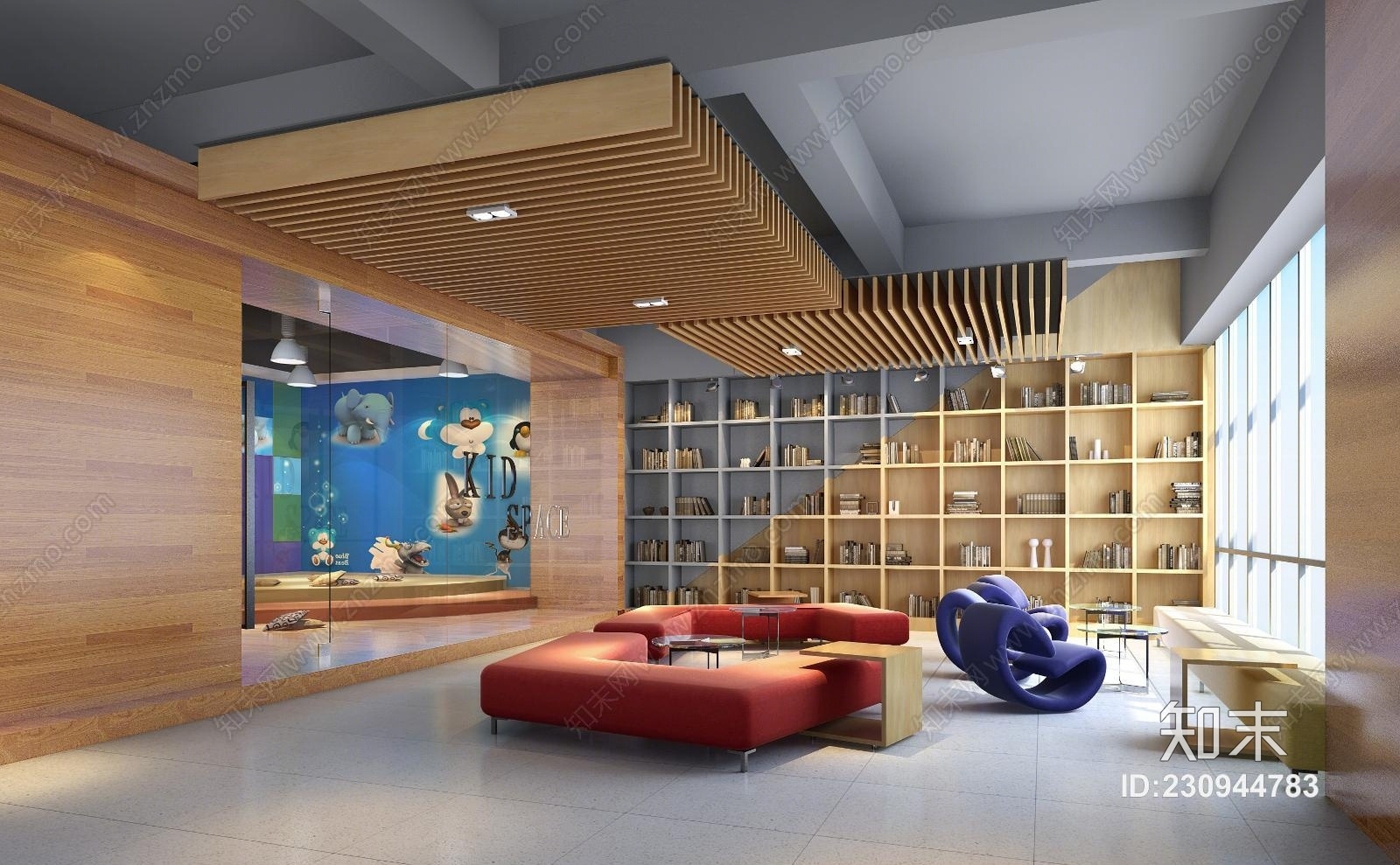 现代休闲书吧3D模型下载【ID:230944783】