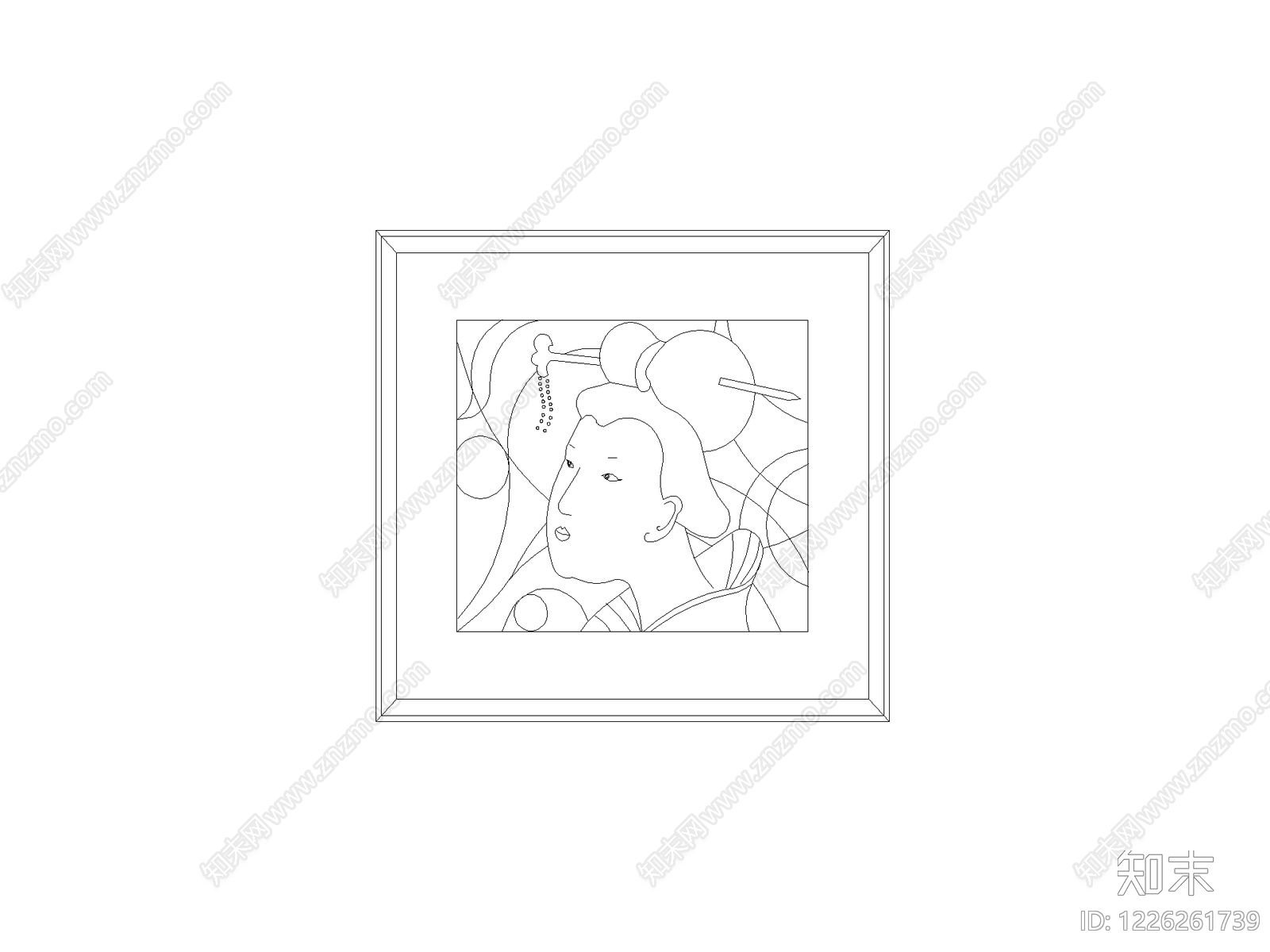 陈设类立面挂画cad施工图下载【ID:1226261739】