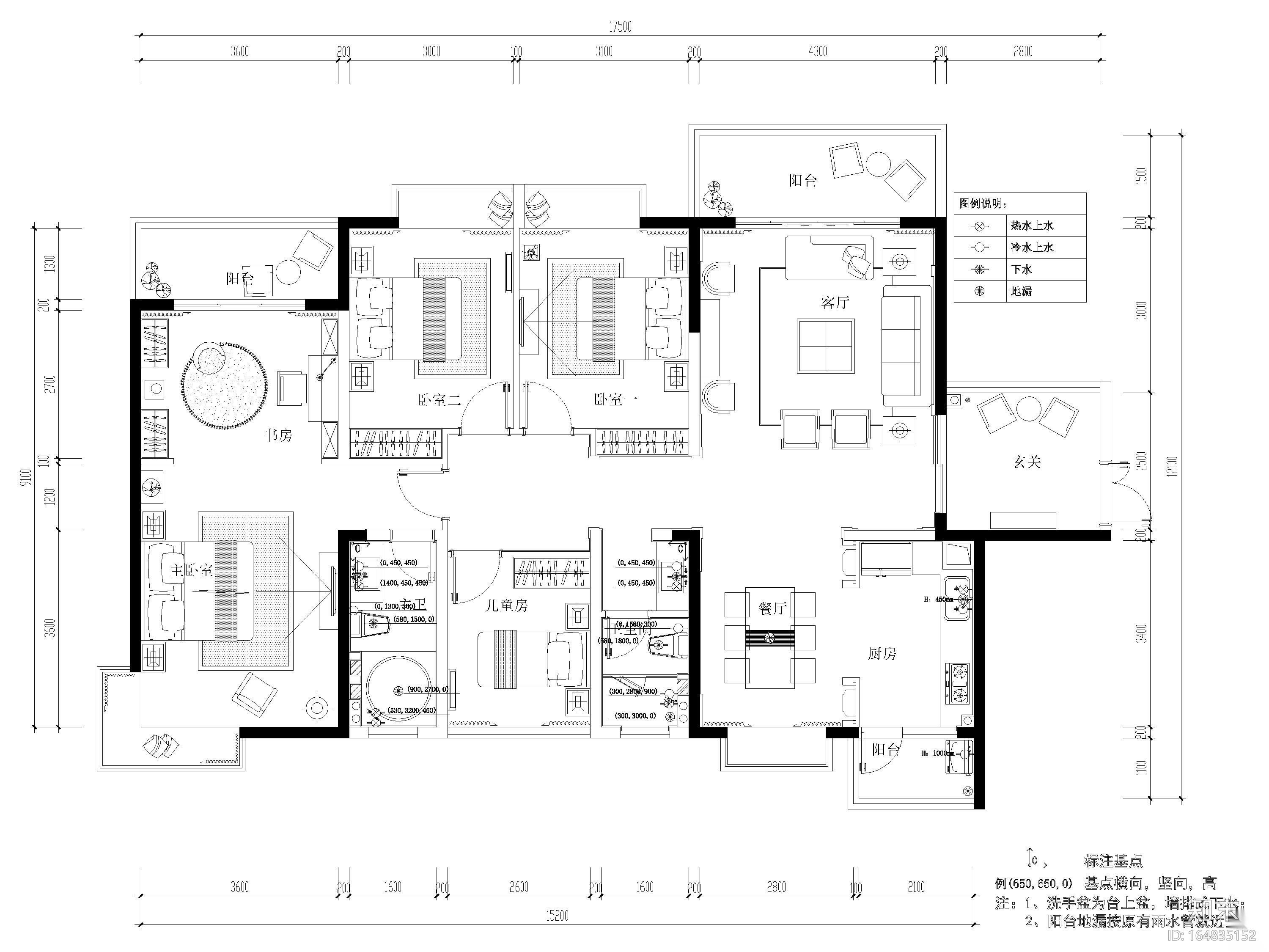 [南宁]154㎡欧式四居室样板房施工图+实景图cad施工图下载【ID:164835152】