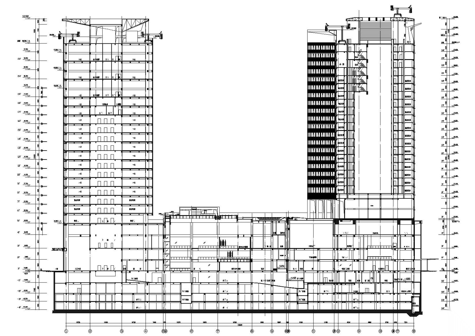 深圳知名超高层框架结构酒店建筑项目施工图cad施工图下载【ID:160731168】