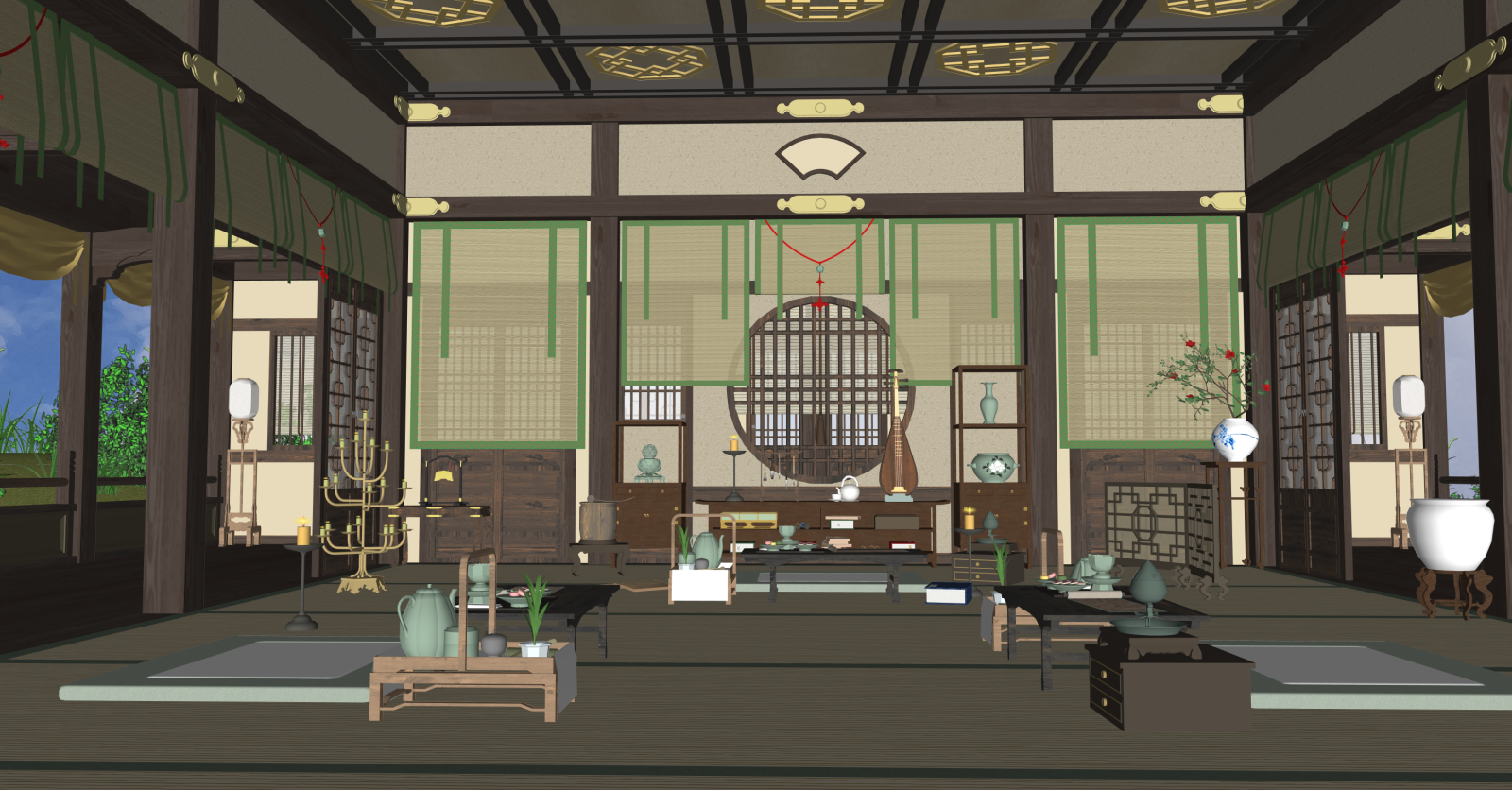 中式博物馆SU模型下载【ID:1216067370】