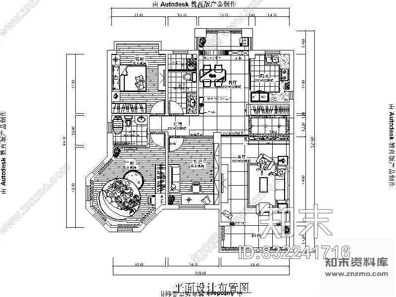 图块/节点三居室平面设计图附效果cad施工图下载【ID:832241716】