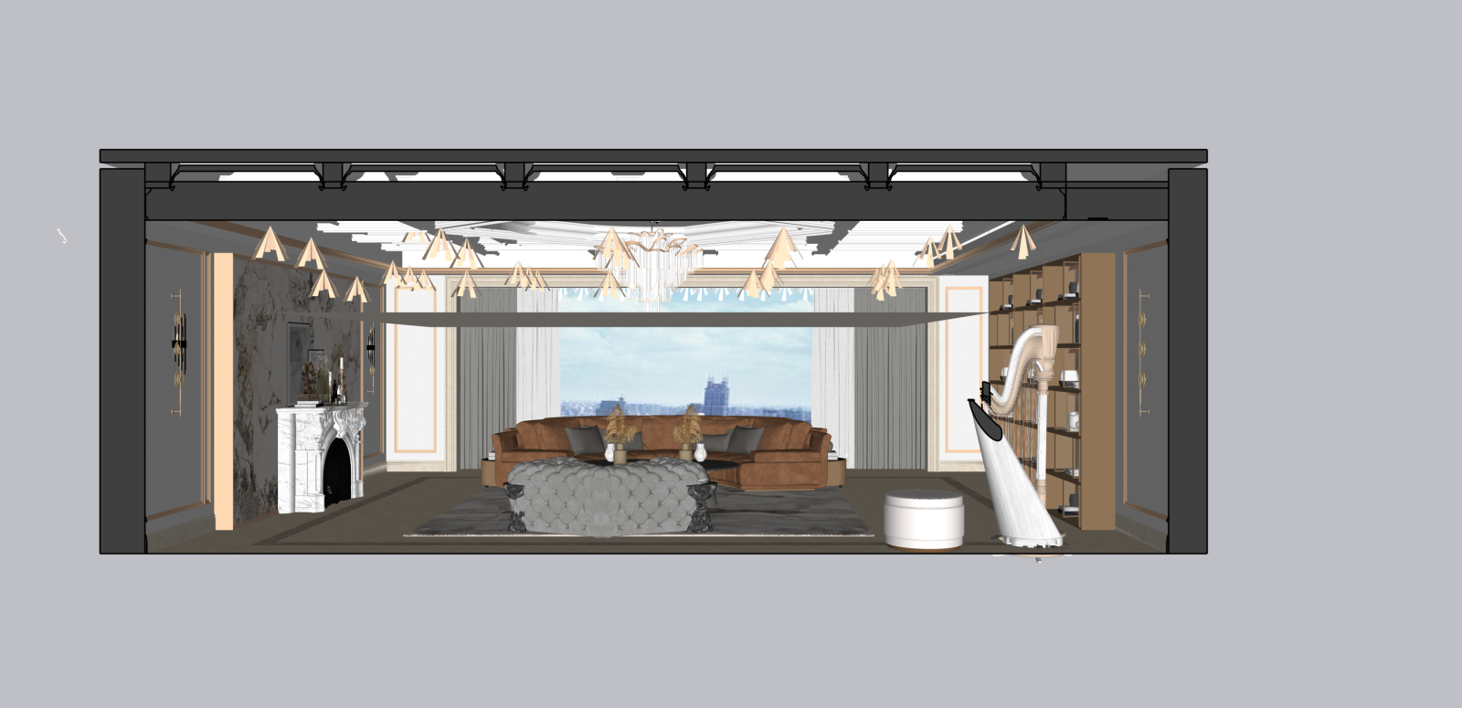 法式家居客厅SU模型下载【ID:1215974717】
