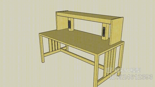 图书馆学习桌SU模型下载【ID:524612393】