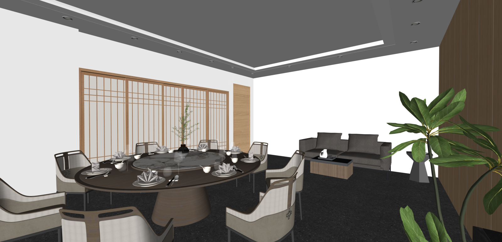 新中式快餐店SU模型下载【ID:1216057856】