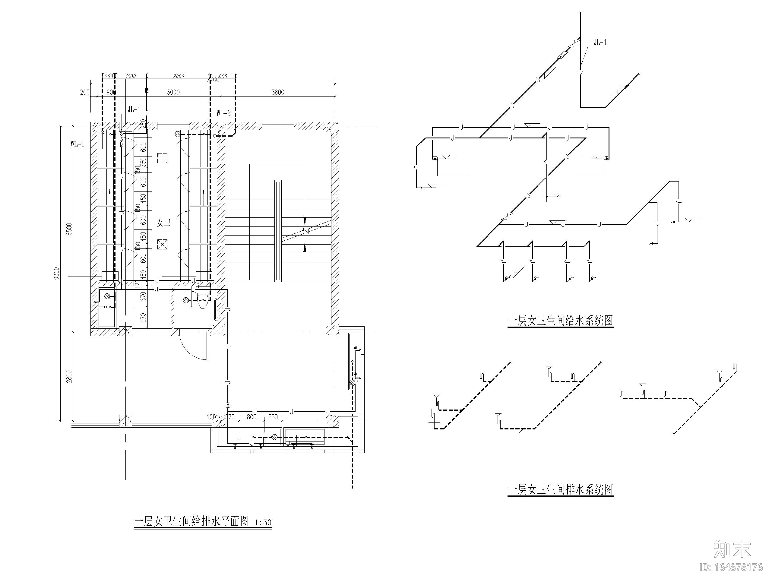 中学厕所改造建筑施工图（2018）cad施工图下载【ID:164878176】