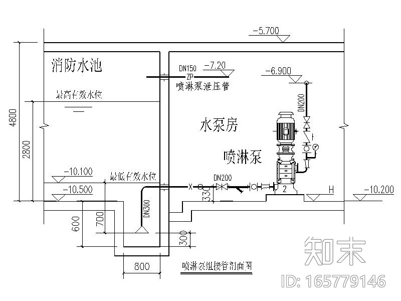 给水泵房大样图CADcad施工图下载【ID:165779146】