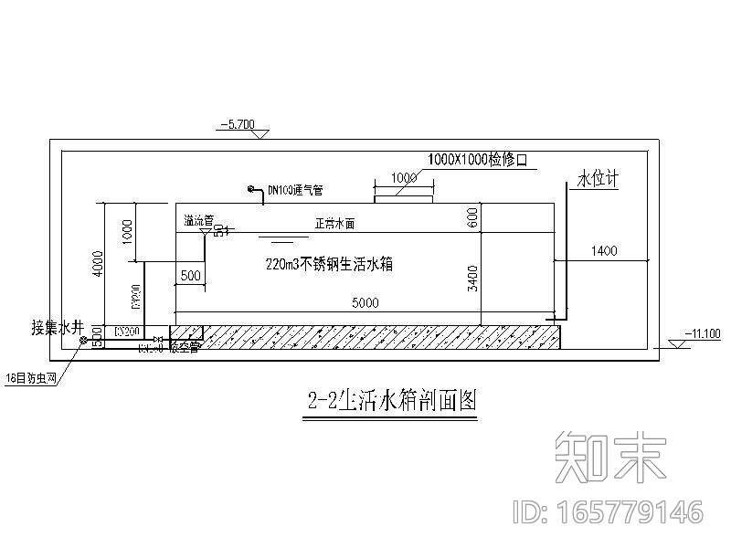 给水泵房大样图CADcad施工图下载【ID:165779146】