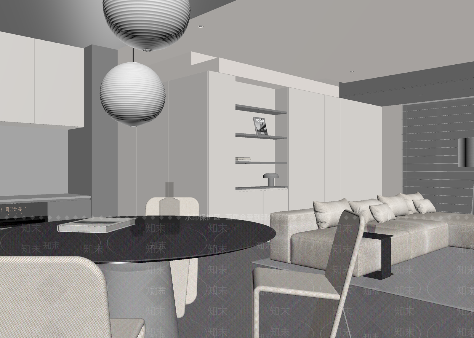 现代客餐厅3D模型下载【ID:1215172003】