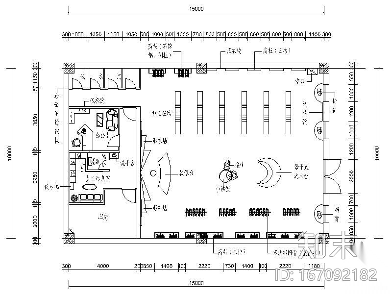 服装店平面布局图cad施工图下载【ID:167092182】
