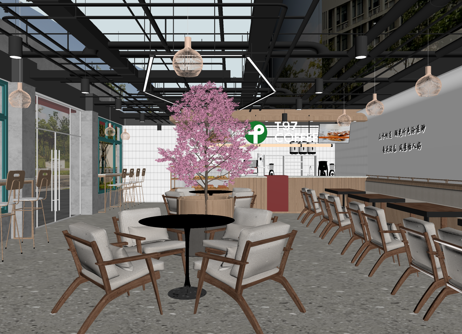 新中式咖啡厅3D模型下载【ID:1214268155】