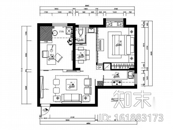 [江西]亚太银奖现代两居室施工图（含实景）cad施工图下载【ID:161883173】