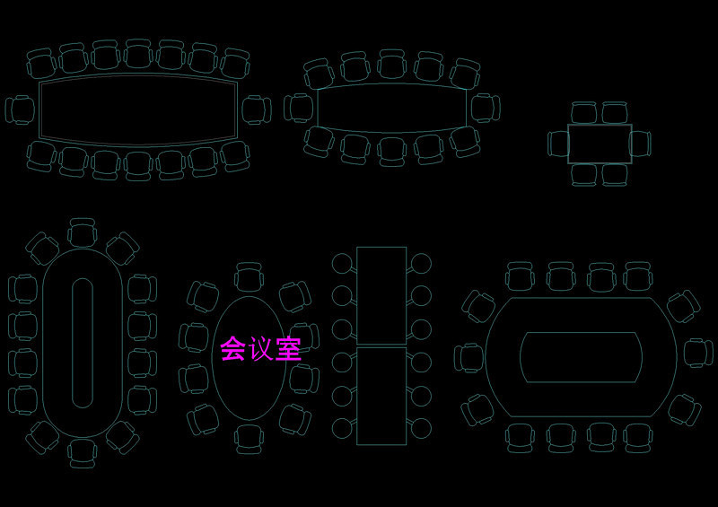 会议桌cad素材cad施工图下载【ID:149732123】