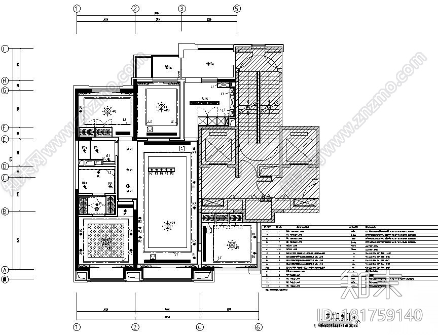 中式风装修CAD全套施工图设计cad施工图下载【ID:181759140】