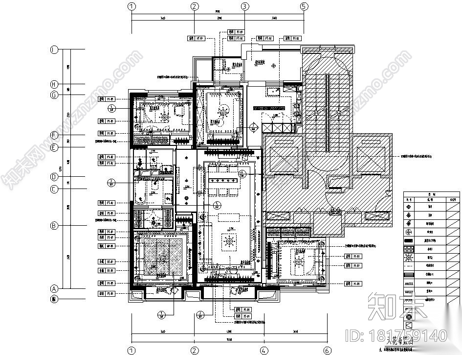 中式风装修CAD全套施工图设计cad施工图下载【ID:181759140】
