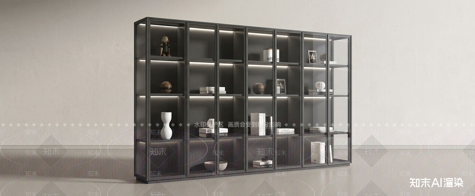 玻璃门展示柜书柜3D模型下载【ID:1227566779】