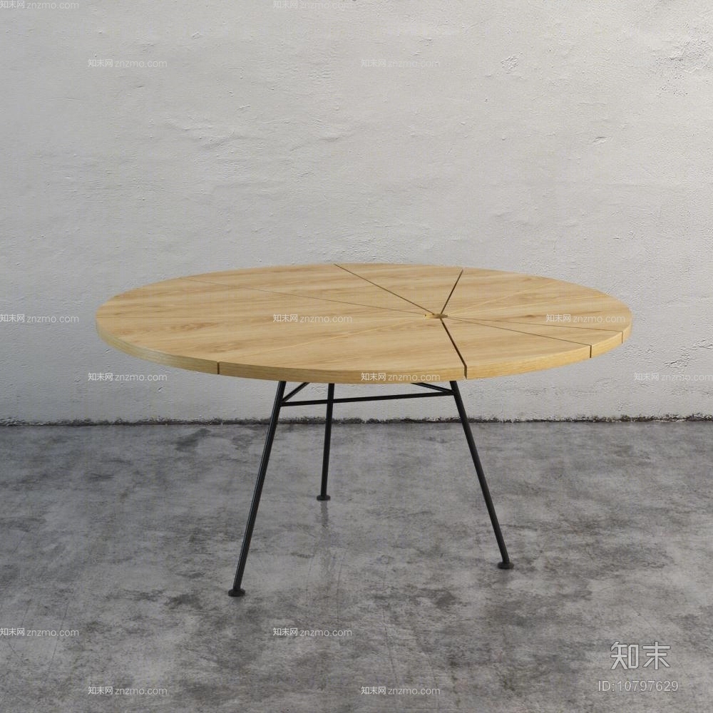 现代木艺休闲桌3D模型下载【ID:10797629】