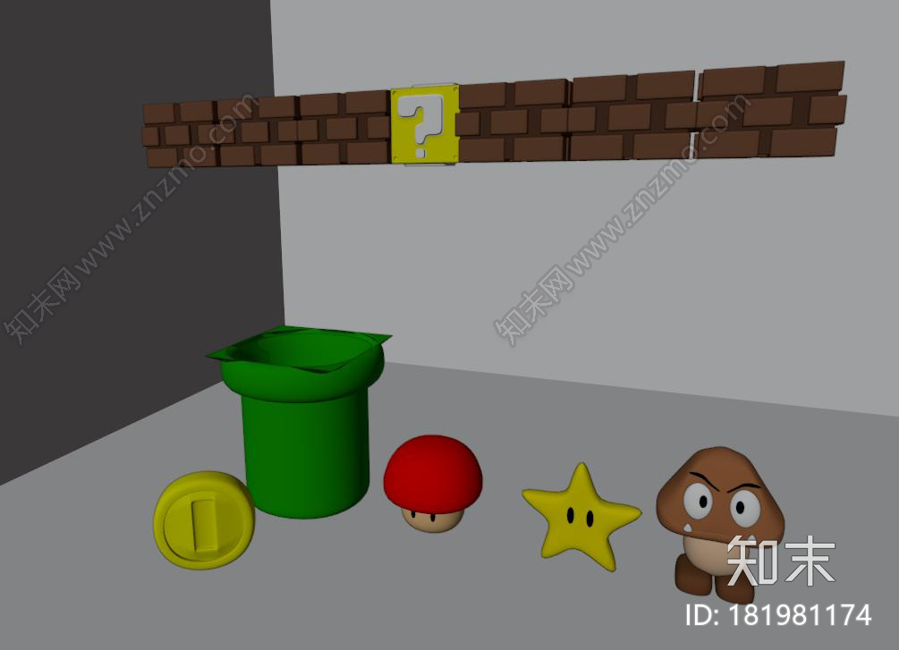 超级玛丽角色道具CG模型下载【ID:181981174】