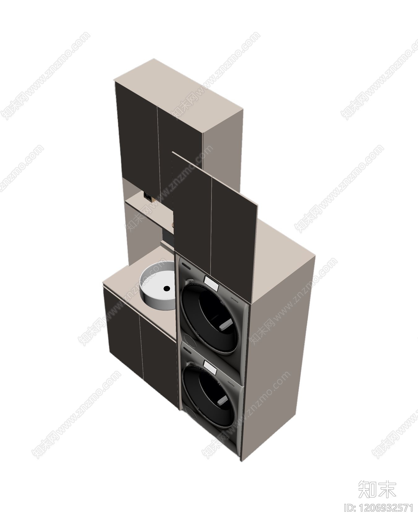 洗衣柜组合体3D模型下载【ID:1206932571】