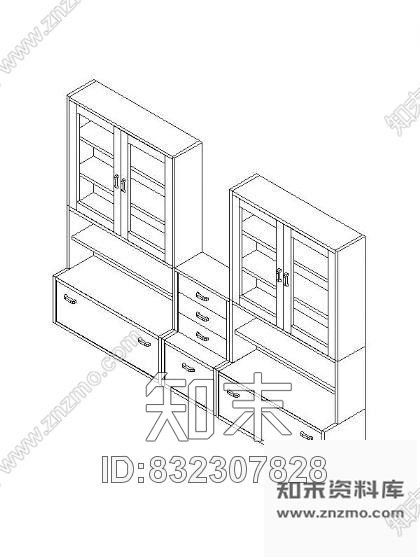 图块/节点书柜CAD三维图块集施工图下载【ID:832307828】