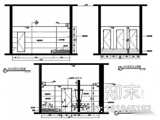 [郑州]某时尚会所公共卫生间装修图cad施工图下载【ID:161845192】