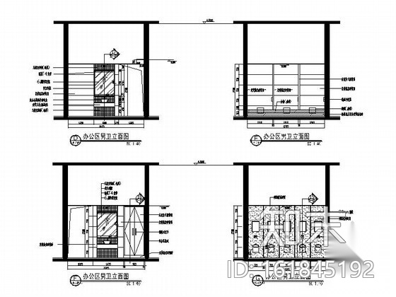 [郑州]某时尚会所公共卫生间装修图cad施工图下载【ID:161845192】