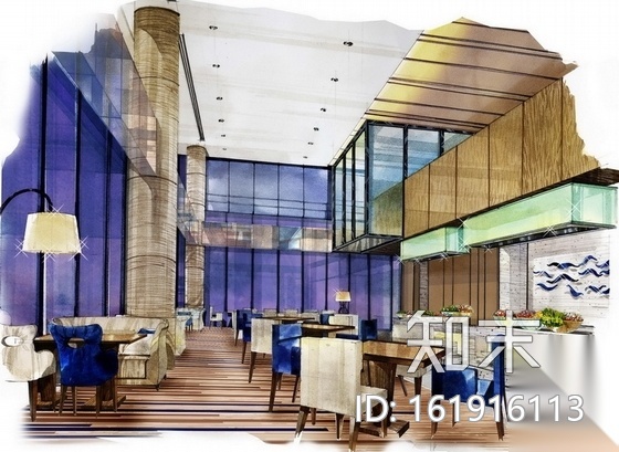 [惠州]五星级酒店行政酒廊装修施工图（含效果）cad施工图下载【ID:161916113】