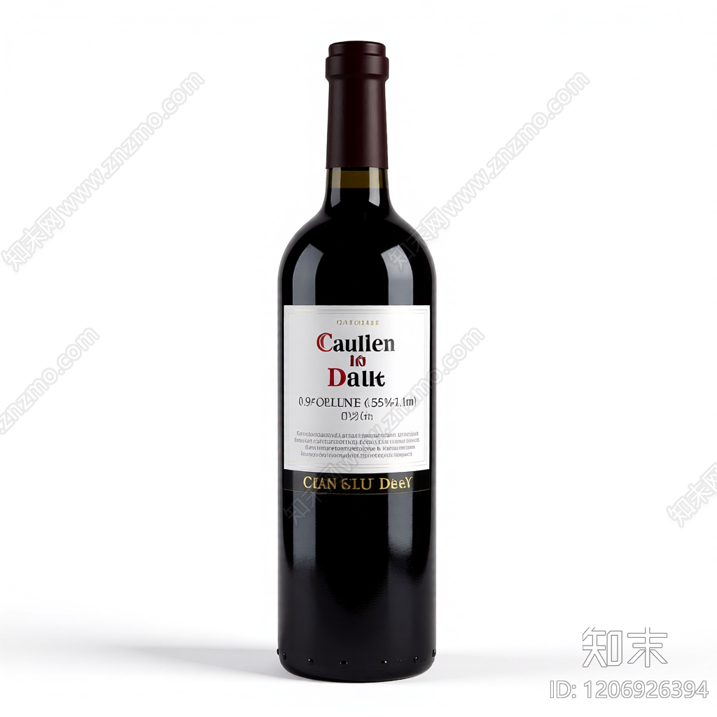 红酒瓶带标签3D模型下载【ID:1206926394】