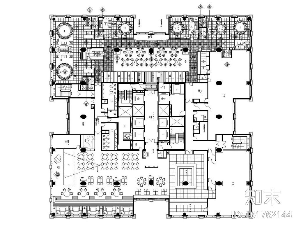 现代简约风格大型中餐厅内部装修全套施工图施工图下载【ID:161762144】